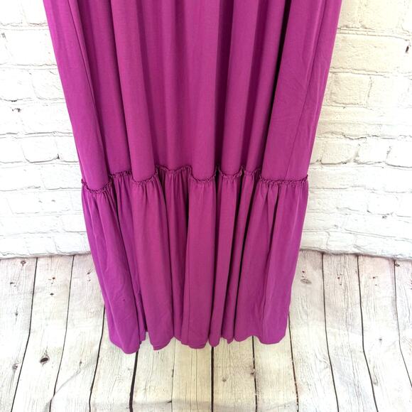NWT Cupio Wms Small Jewel Plum Sleeveless Tiered Maxi Dress Ruffled Trim Boho - Picture 9 of 11